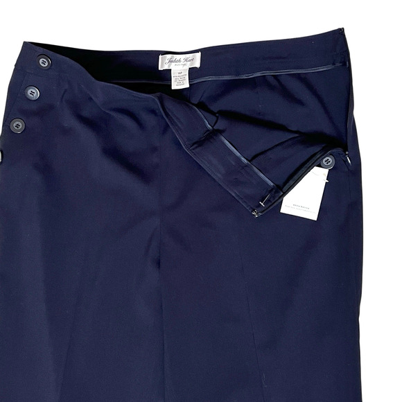 Judith Hart Womens Capri Pants Size Petite 14 Navy Blue Cuffs Side Zip Nautical - Picture 4 of 12
